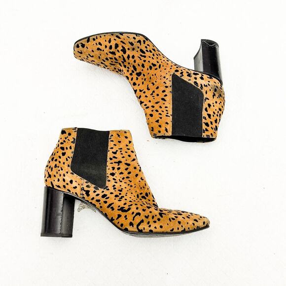 Rag & Bone Leopard Print Suede Leather Block Heel Booties Size 35 Italy - Picture 4 of 5